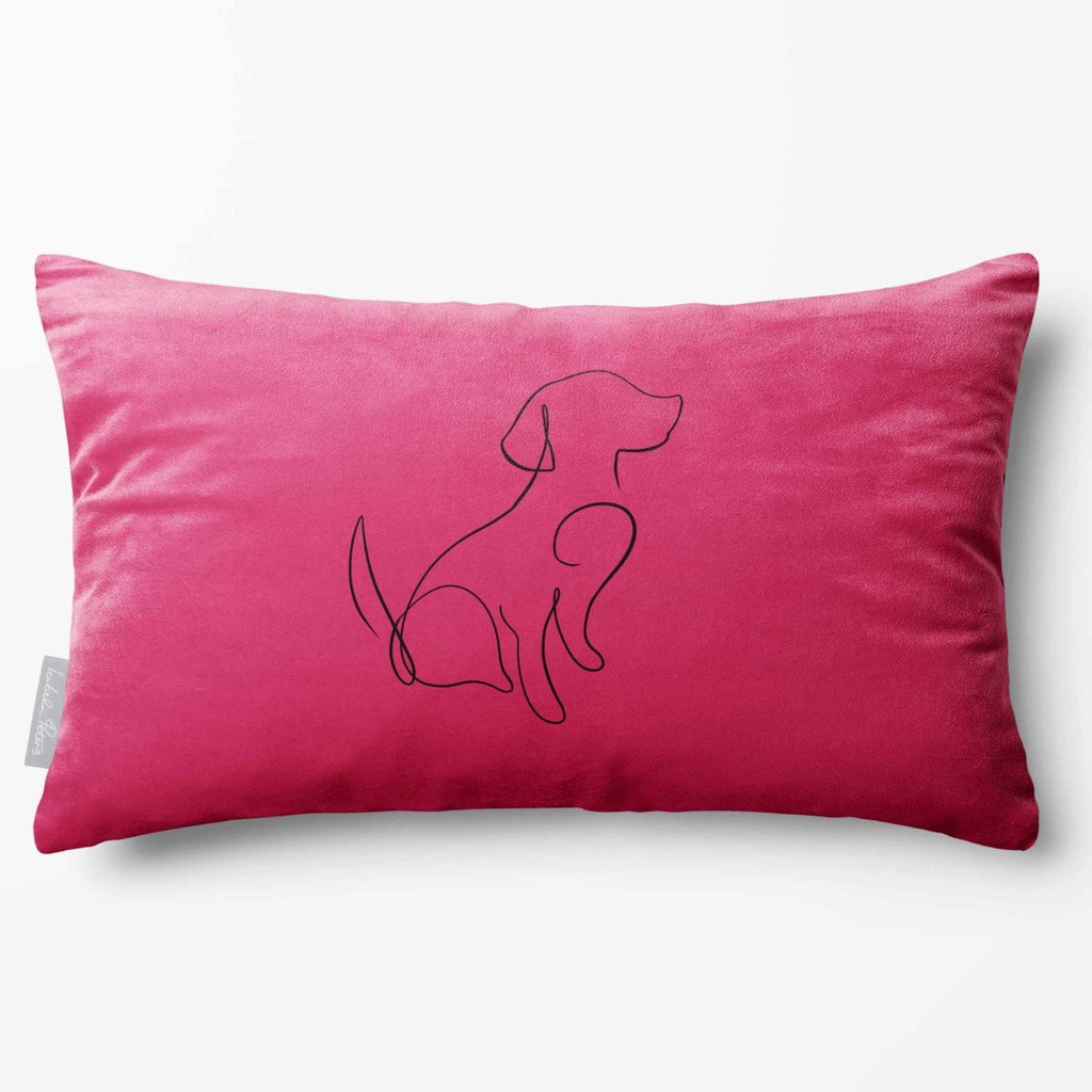 Dog | Sustainable Velvet Rectangle Cushion - Hot Pink 50 x 30 cm Standard by Izabela Peters