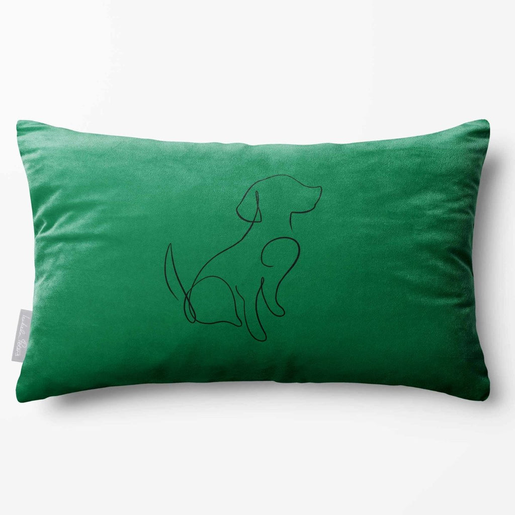 Dog | Sustainable Velvet Rectangle Cushion - Emerald Green 50 x 30 cm Standard by Izabela Peters