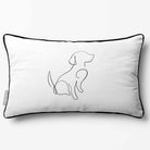 Dog | Sustainable Velvet Rectangle Cushion - White & Black 50 x 30 cm Piped by Izabela Peters