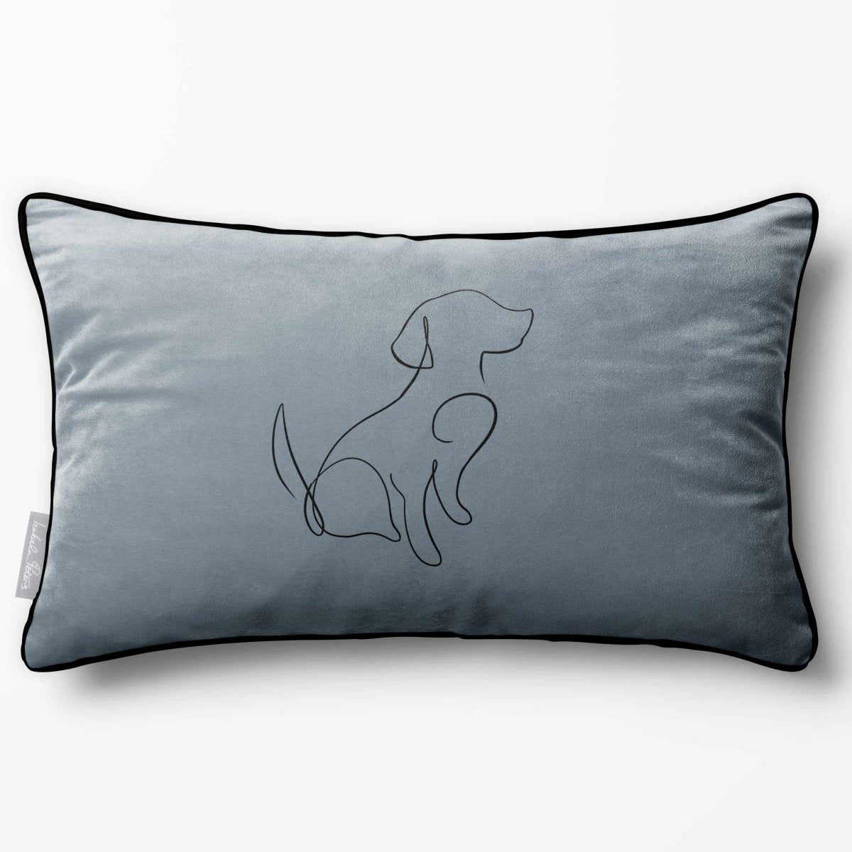 Dog | Sustainable Velvet Rectangle Cushion - French Grey 50 x 30 cm Piped by Izabela Peters