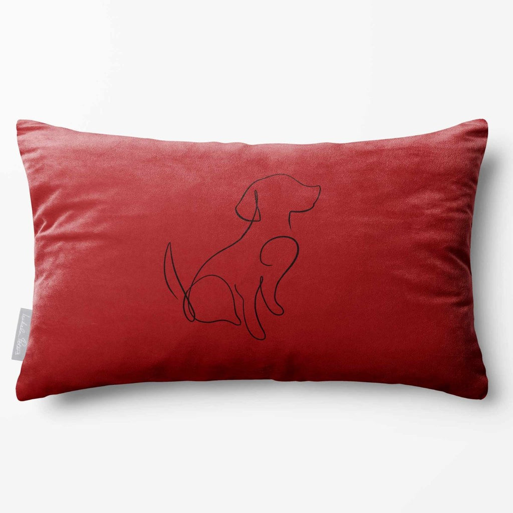 Dog | Sustainable Velvet Rectangle Cushion - Crimson Muse 50 x 30 cm Standard by Izabela Peters
