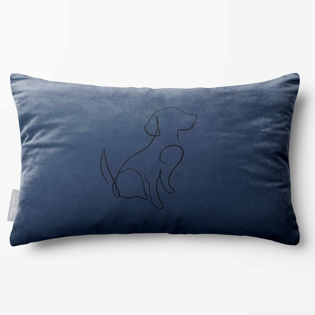 Dog | Sustainable Velvet Rectangle Cushion - Petrol Blue 50 x 30 cm Standard by Izabela Peters
