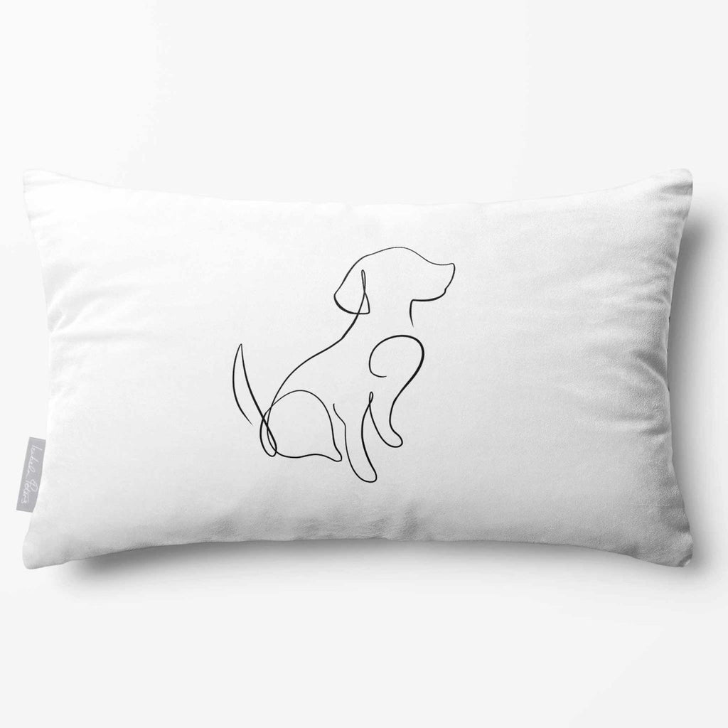 Dog | Sustainable Velvet Rectangle Cushion - White & Black 50 x 30 cm Standard by Izabela Peters