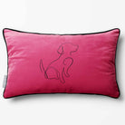 Dog | Sustainable Velvet Rectangle Cushion - Hot Pink 50 x 30 cm Piped by Izabela Peters