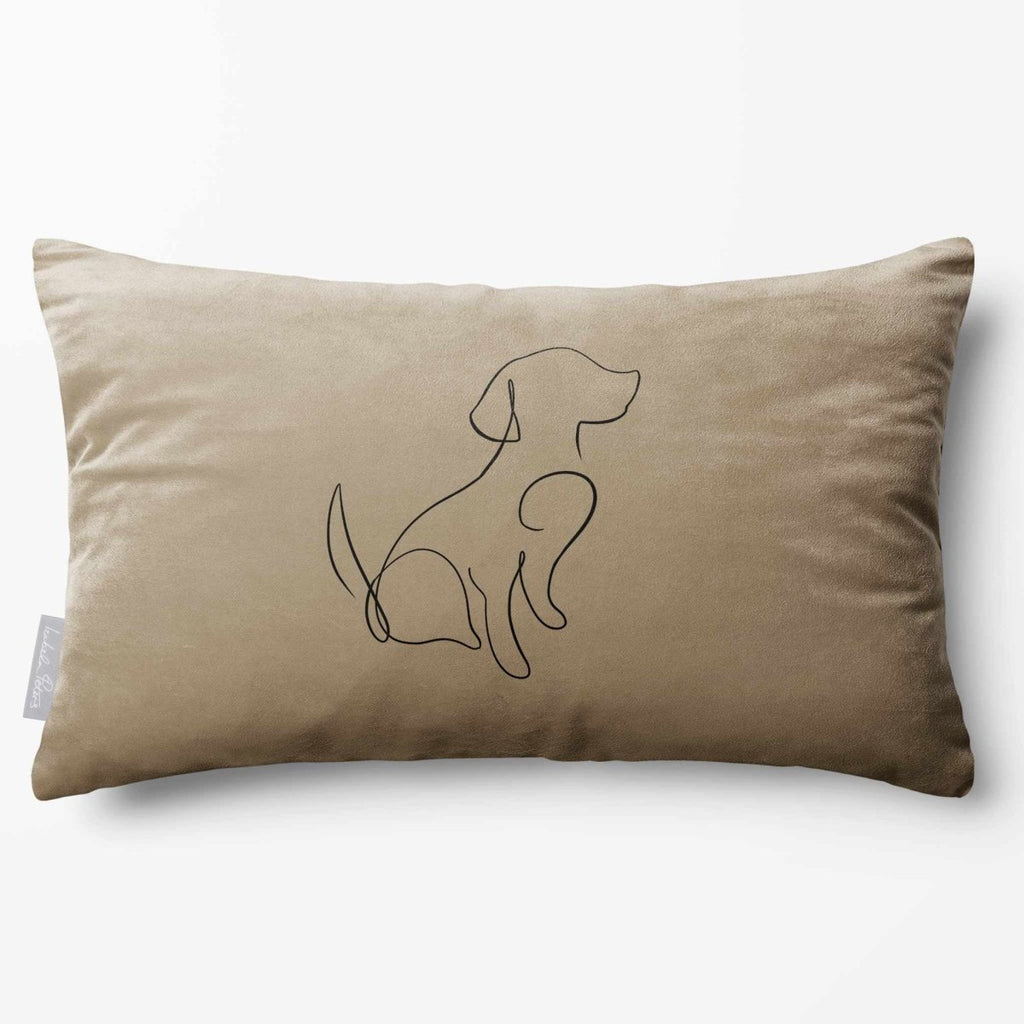 Dog | Sustainable Velvet Rectangle Cushion - Taupe 50 x 30 cm Standard by Izabela Peters