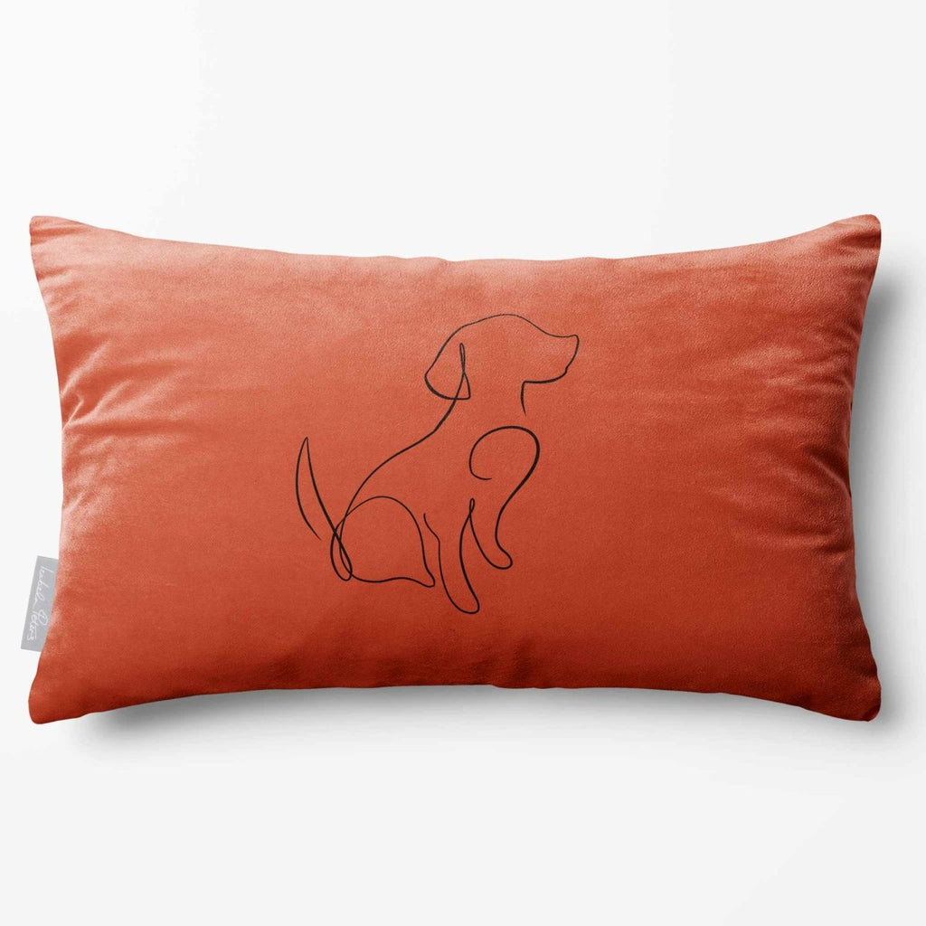 Dog | Sustainable Velvet Rectangle Cushion - Burnt Ochre 50 x 30 cm Standard by Izabela Peters
