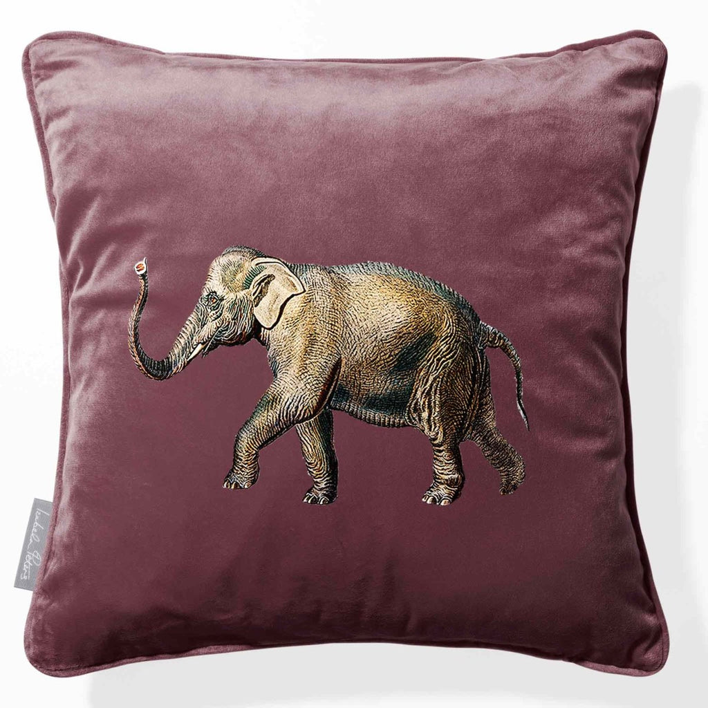Elephant | Sustainable Velvet Cushion - Italian Grape 40 x 40 cm Piped by Izabela Peters