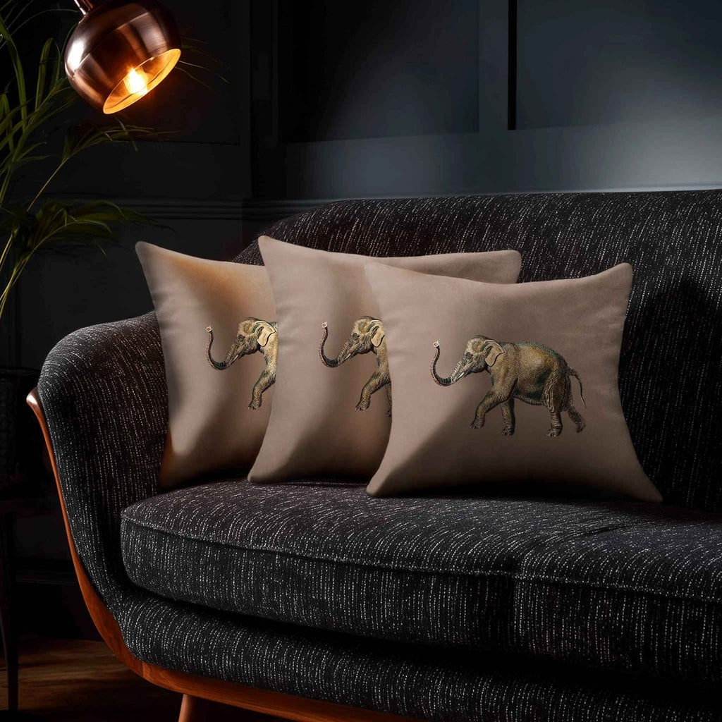 Elephant | Sustainable Velvet Cushion - Dovedale Stone 40 x 40 cm Standard by Izabela Peters