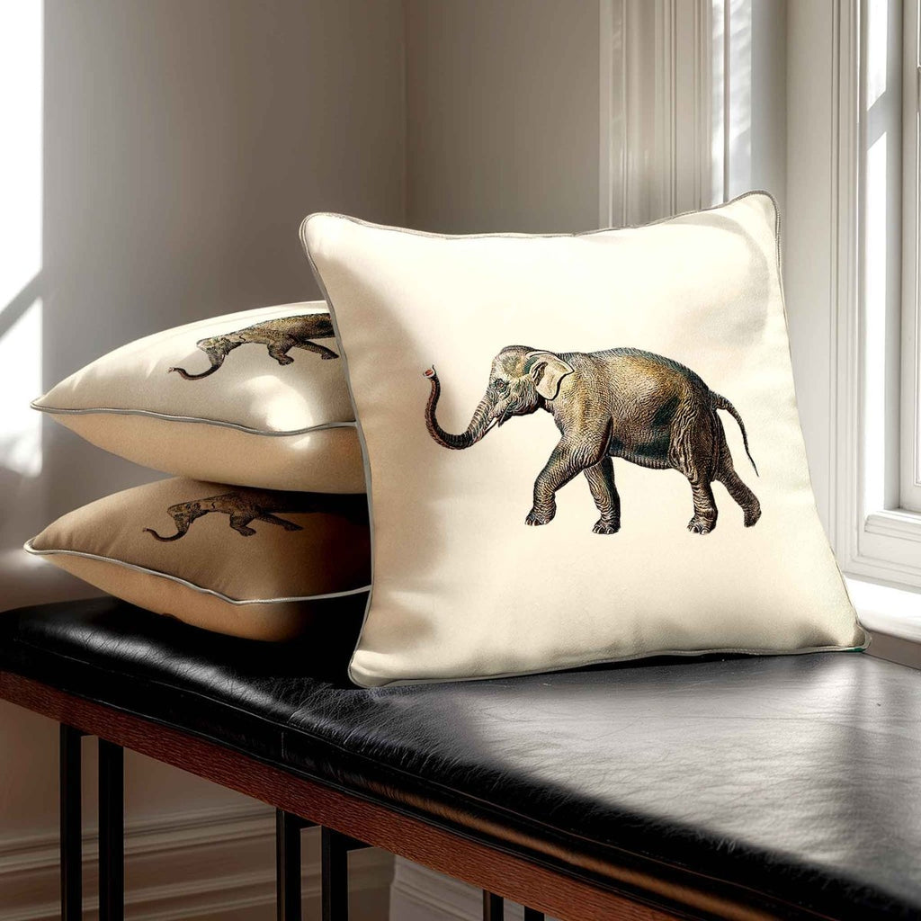 Elephant | Sustainable Velvet Cushion - Ivory Cream 40 x 40 cm Standard by Izabela Peters