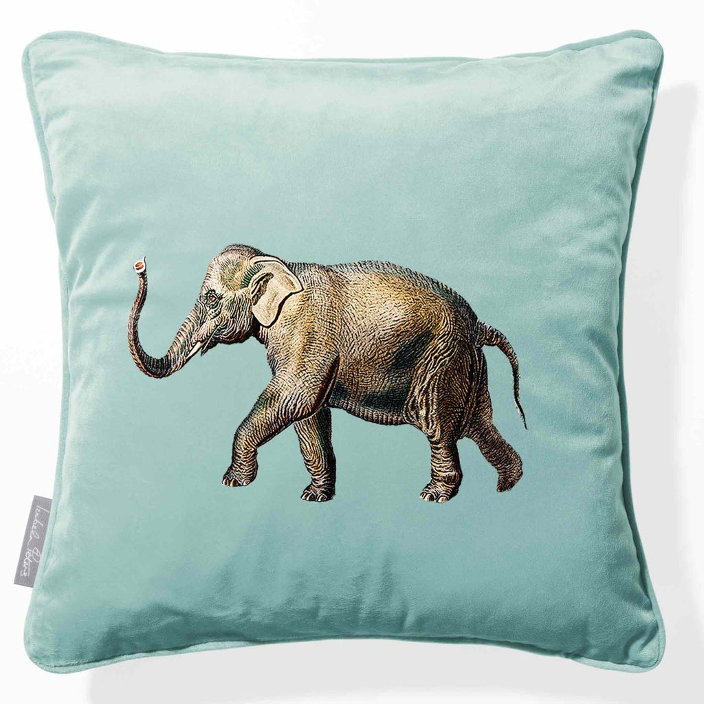 Elephant | Sustainable Velvet Cushion - Blue Surf 40 x 40 cm Piped by Izabela Peters