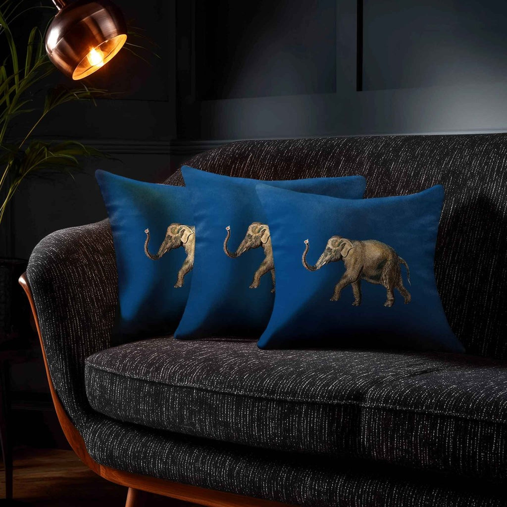 Elephant | Sustainable Velvet Cushion - Estate Blue 40 x 40 cm Standard by Izabela Peters