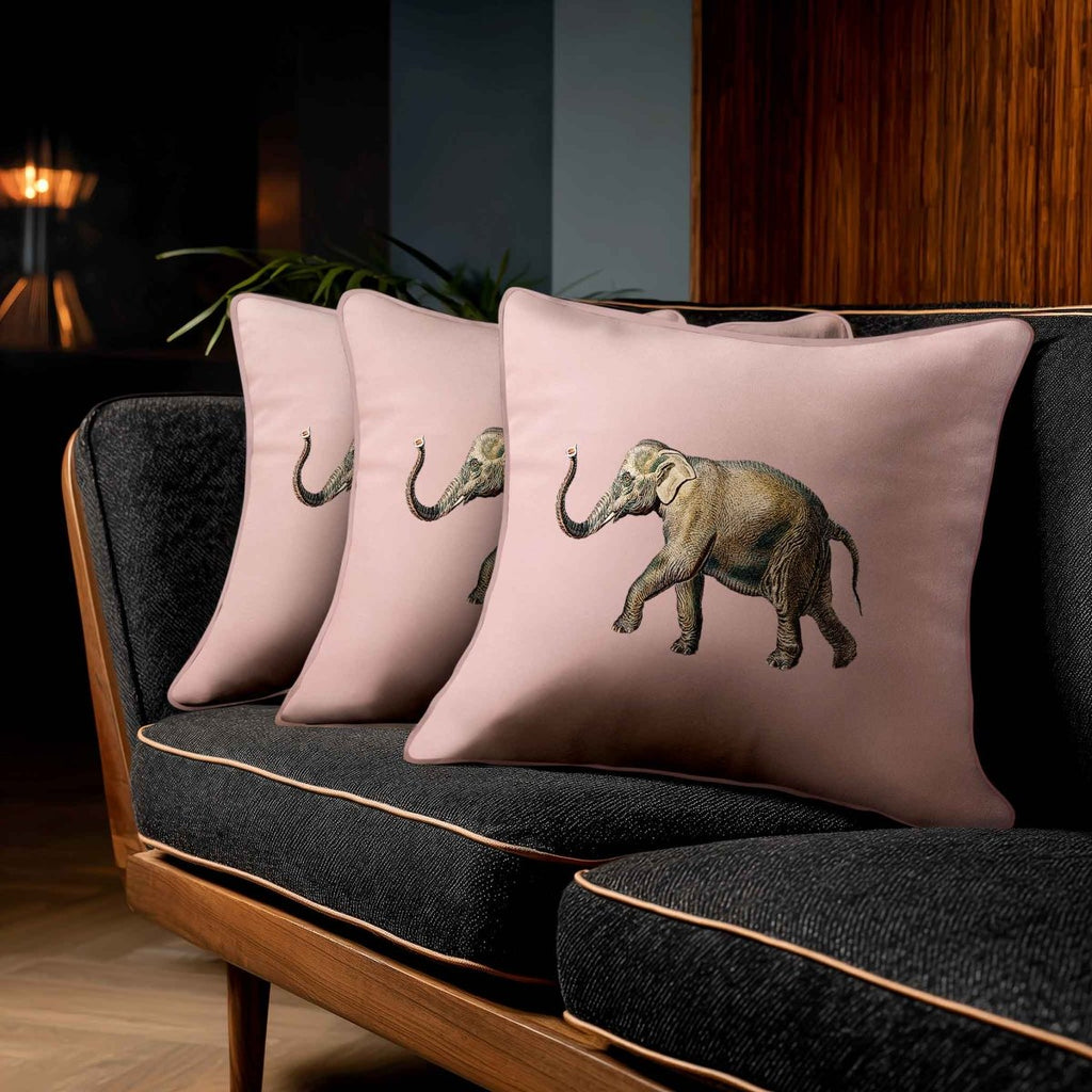 Elephant | Sustainable Velvet Cushion - Rosewater 40 x 40 cm Standard by Izabela Peters