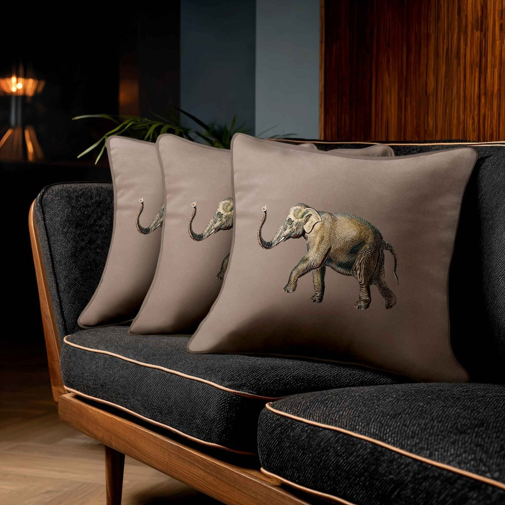 Elephant | Sustainable Velvet Cushion - Dovedale Stone 40 x 40 cm Standard by Izabela Peters