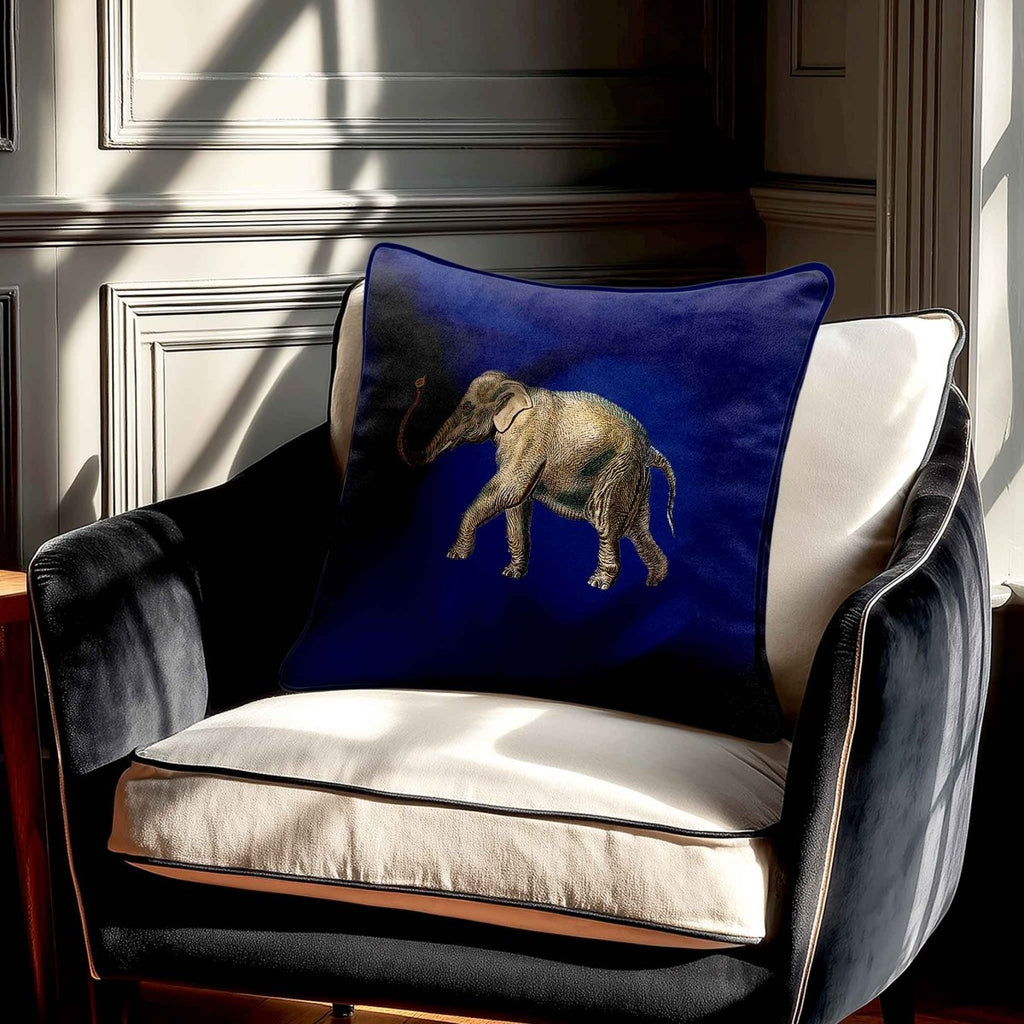 Elephant | Sustainable Velvet Cushion - Midnight 40 x 40 cm Standard by Izabela Peters
