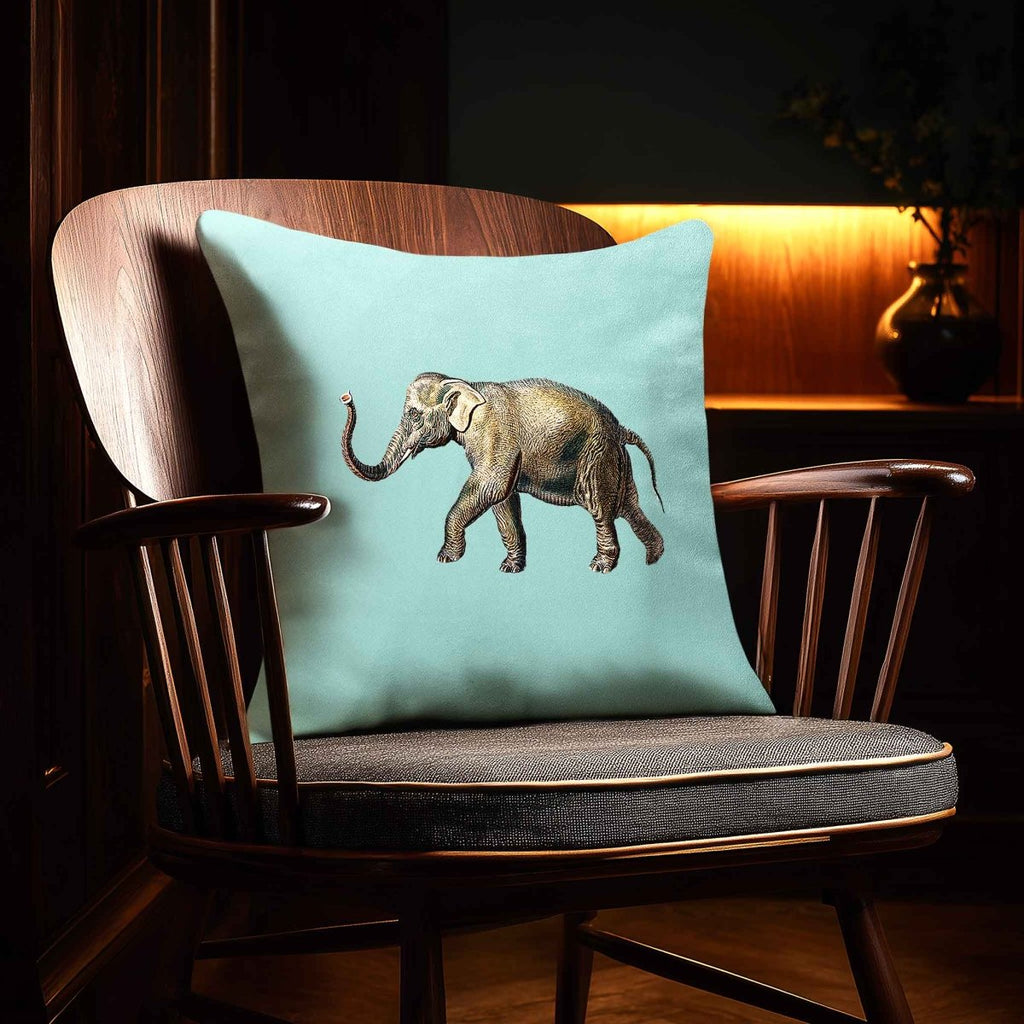 Elephant | Sustainable Velvet Cushion - Blue Surf 40 x 40 cm Standard by Izabela Peters