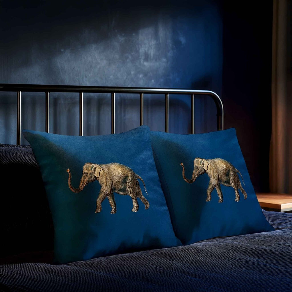 Elephant | Sustainable Velvet Cushion - Estate Blue 40 x 40 cm Standard by Izabela Peters