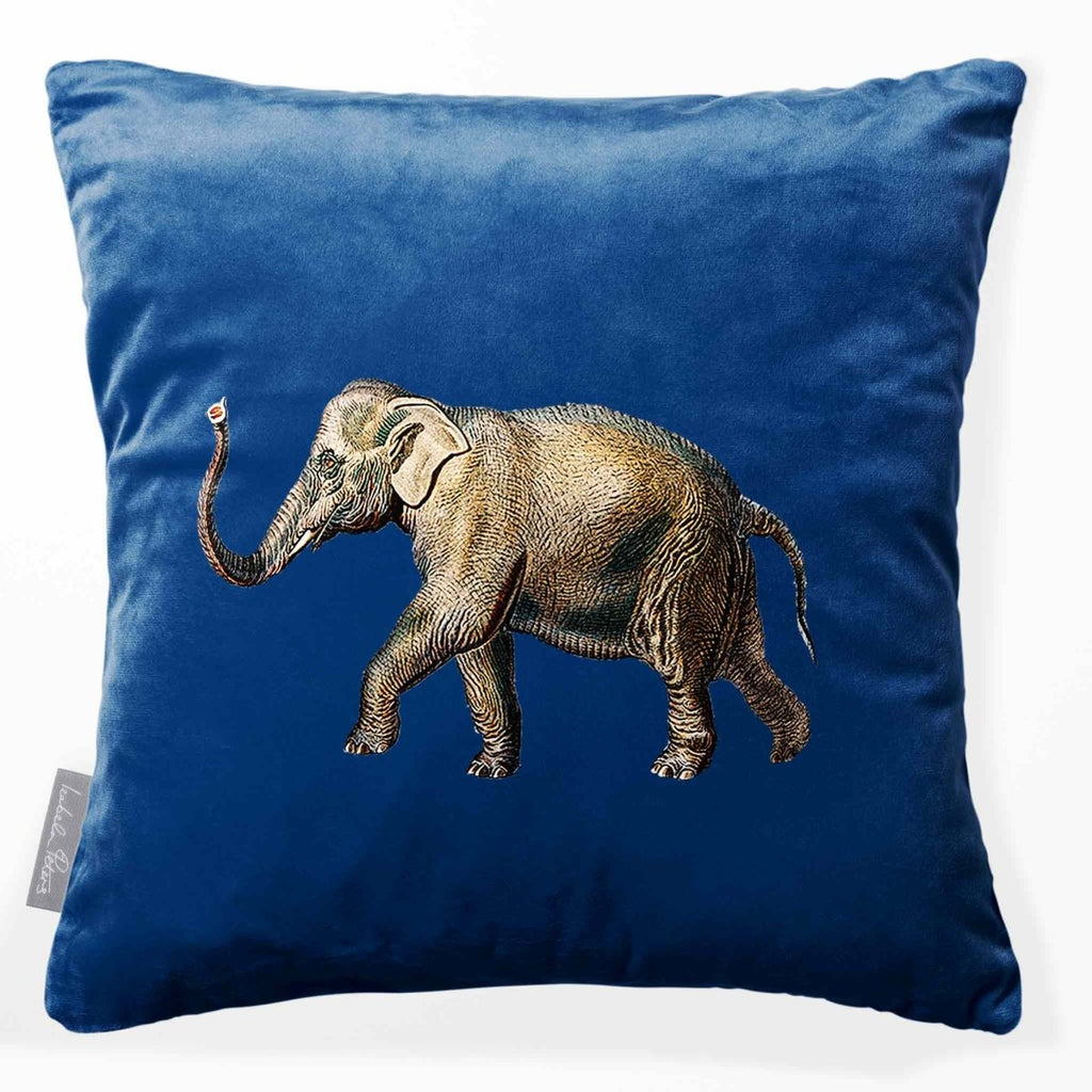 Elephant | Sustainable Velvet Cushion - Estate Blue 40 x 40 cm Smooth by Izabela Peters