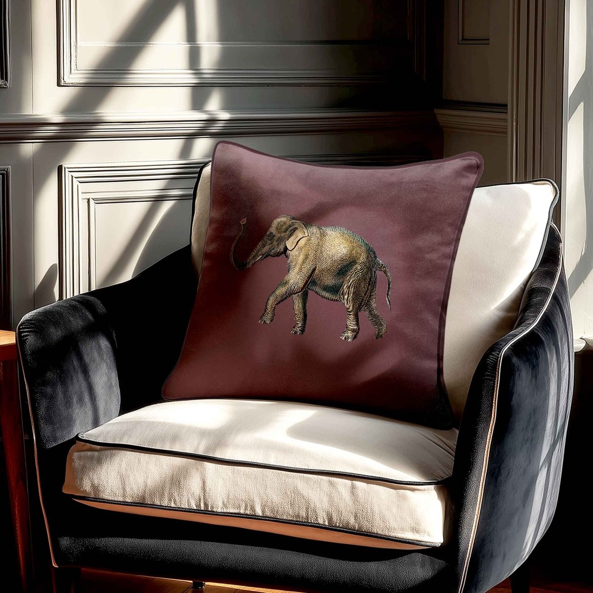 Elephant | Sustainable Velvet Cushion - Italian Grape 40 x 40 cm Standard by Izabela Peters