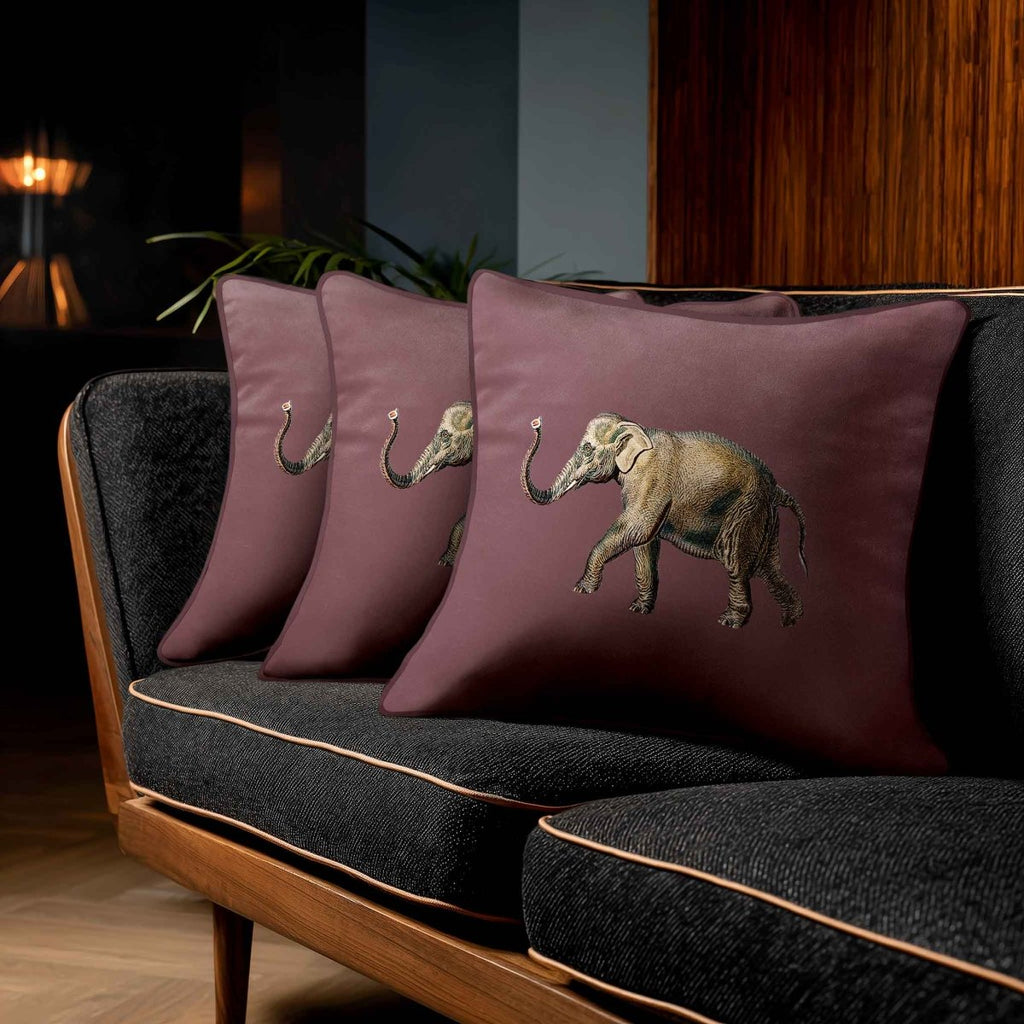 Elephant | Sustainable Velvet Cushion - Italian Grape 40 x 40 cm Standard by Izabela Peters