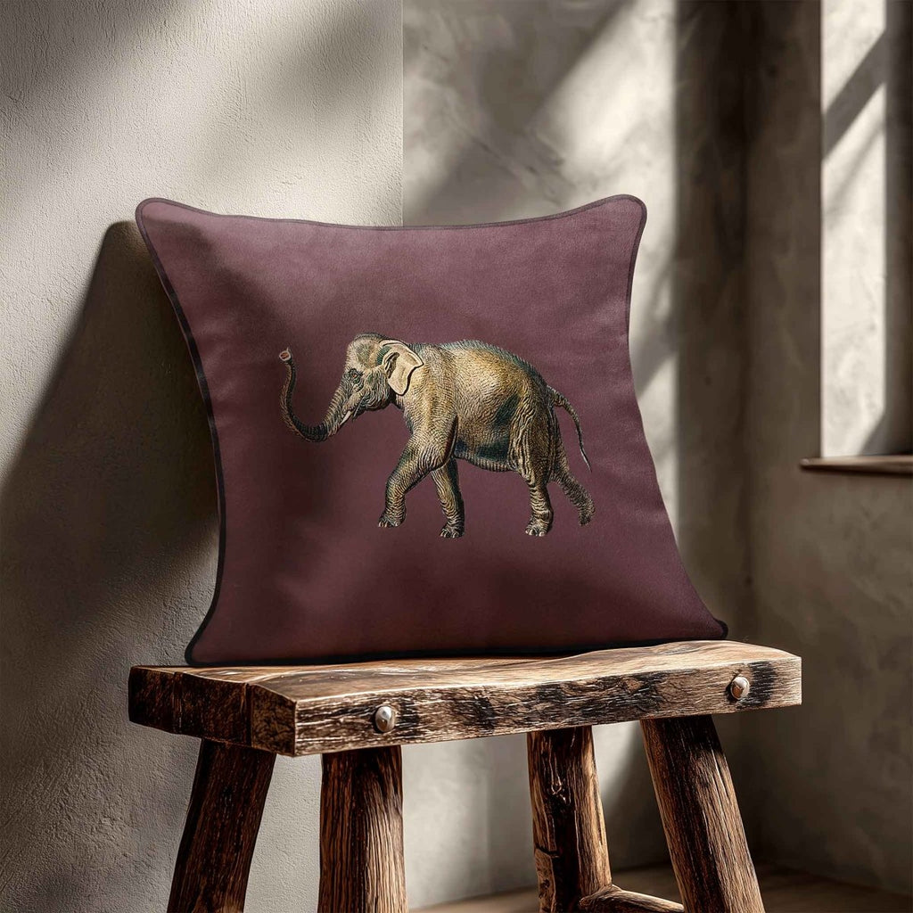 Elephant | Sustainable Velvet Cushion - Italian Grape 40 x 40 cm Standard by Izabela Peters