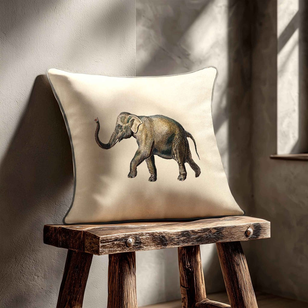 Elephant | Sustainable Velvet Cushion - Ivory Cream 40 x 40 cm Standard by Izabela Peters