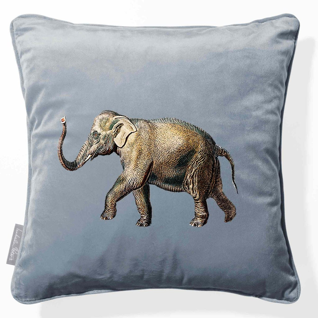 Elephant | Sustainable Velvet Cushion - French Grey 40 x 40 cm Piped by Izabela Peters