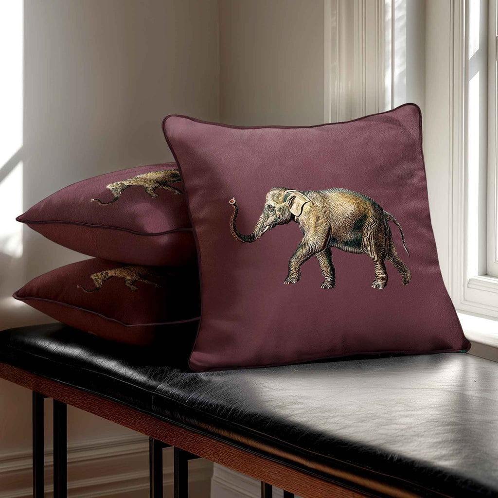 Elephant | Sustainable Velvet Cushion - Italian Grape 40 x 40 cm Standard by Izabela Peters