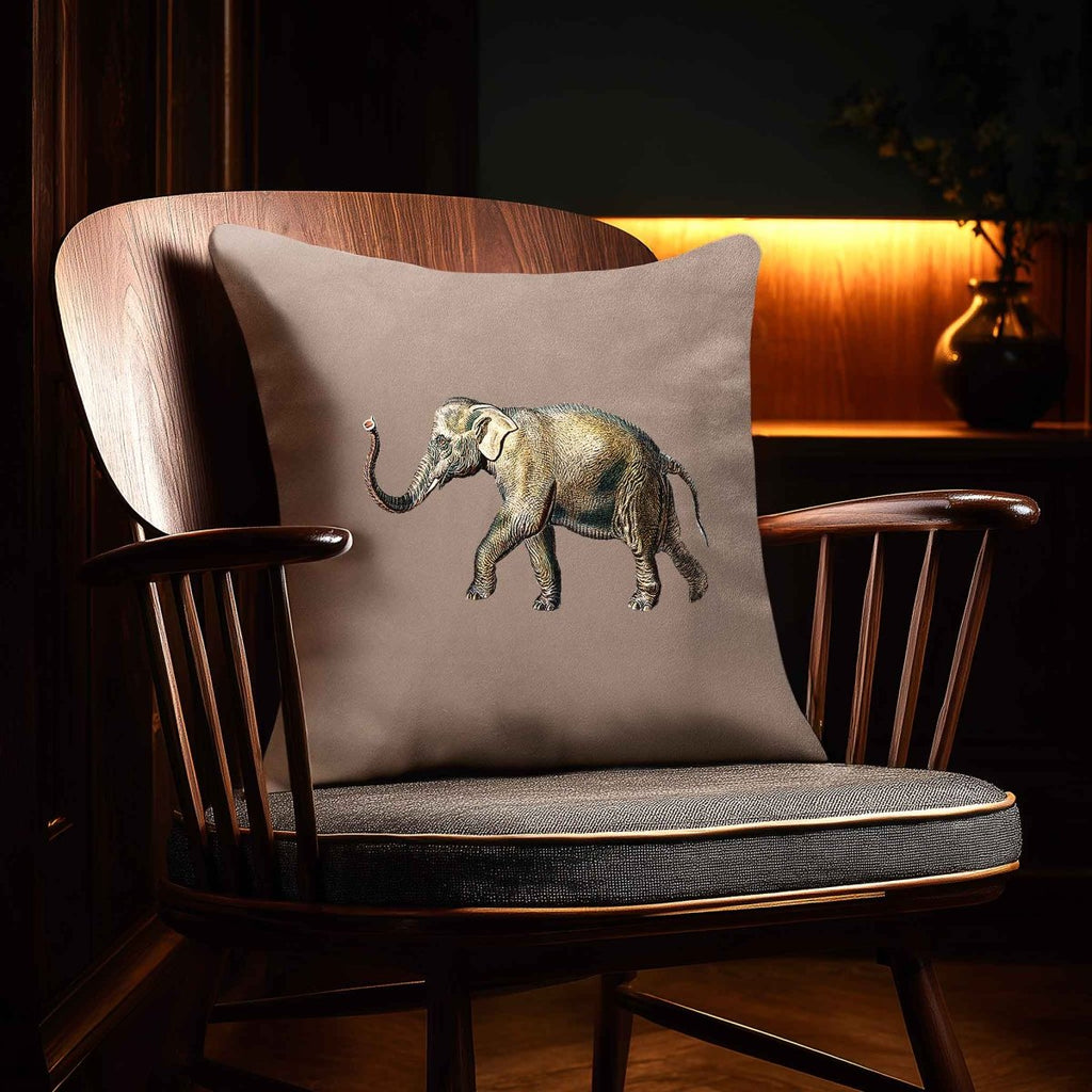 Elephant | Sustainable Velvet Cushion - Dovedale Stone 40 x 40 cm Standard by Izabela Peters