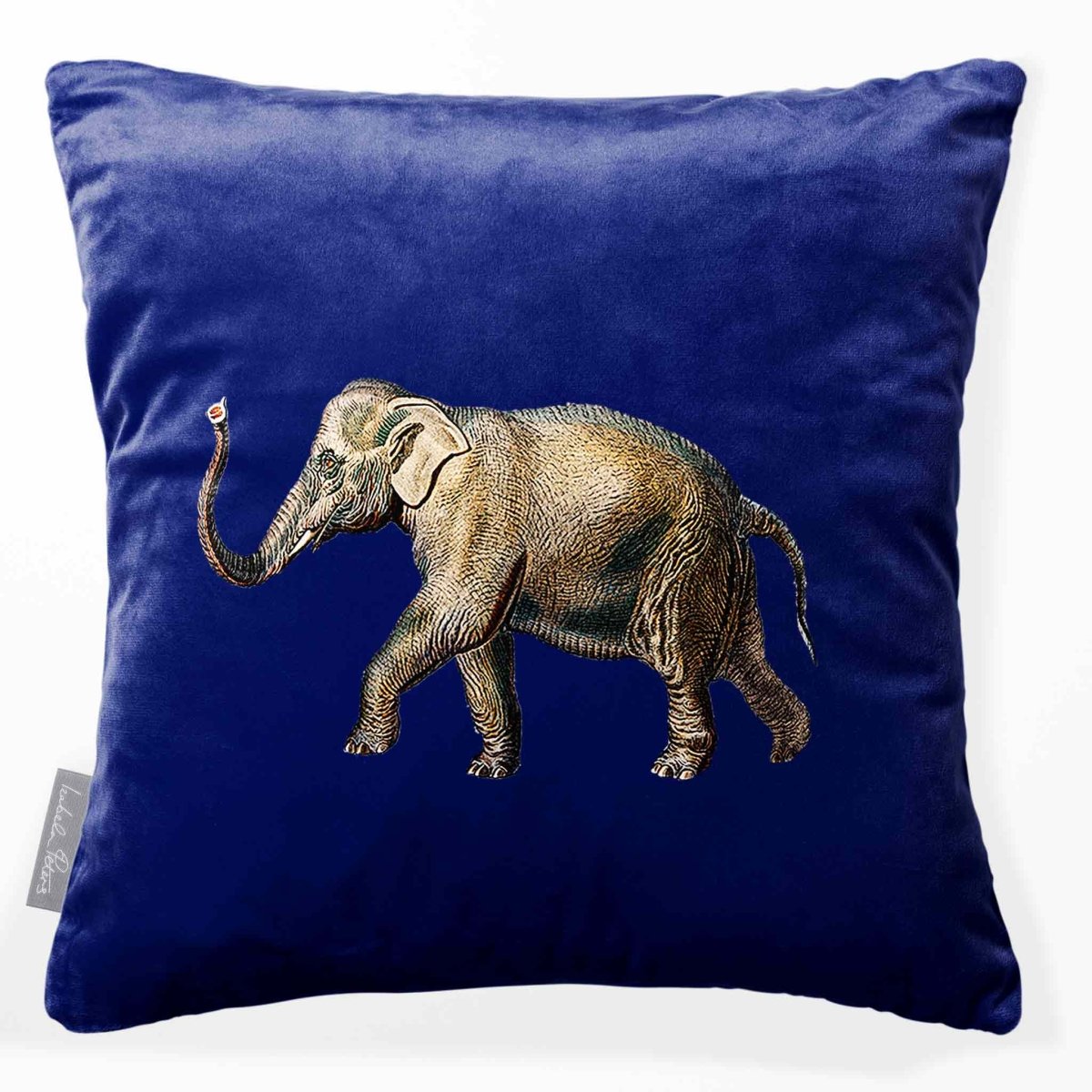 Elephant | Sustainable Velvet Cushion - Midnight 40 x 40 cm Smooth by Izabela Peters