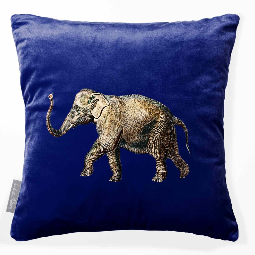 Elephant | Sustainable Velvet Cushion - Midnight 40 x 40 cm Smooth by Izabela Peters