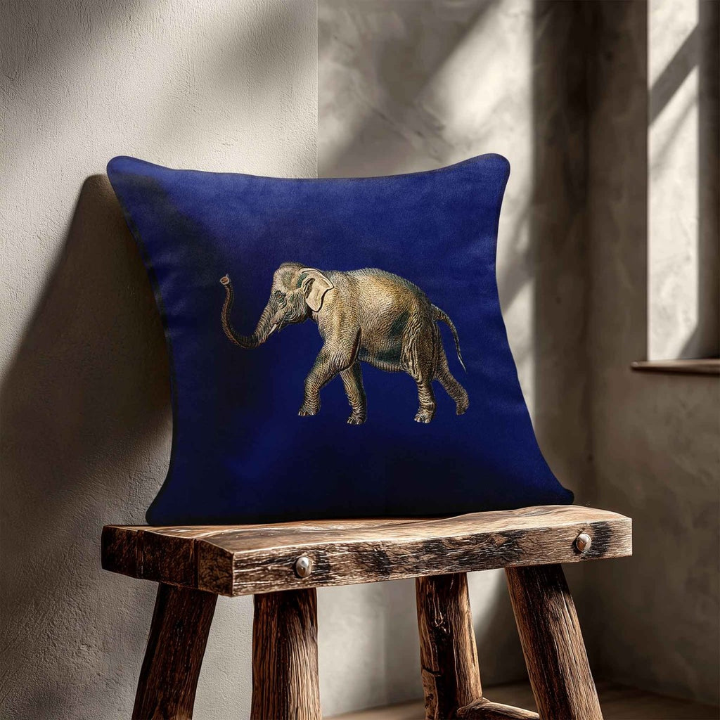 Elephant | Sustainable Velvet Cushion - Midnight 40 x 40 cm Standard by Izabela Peters