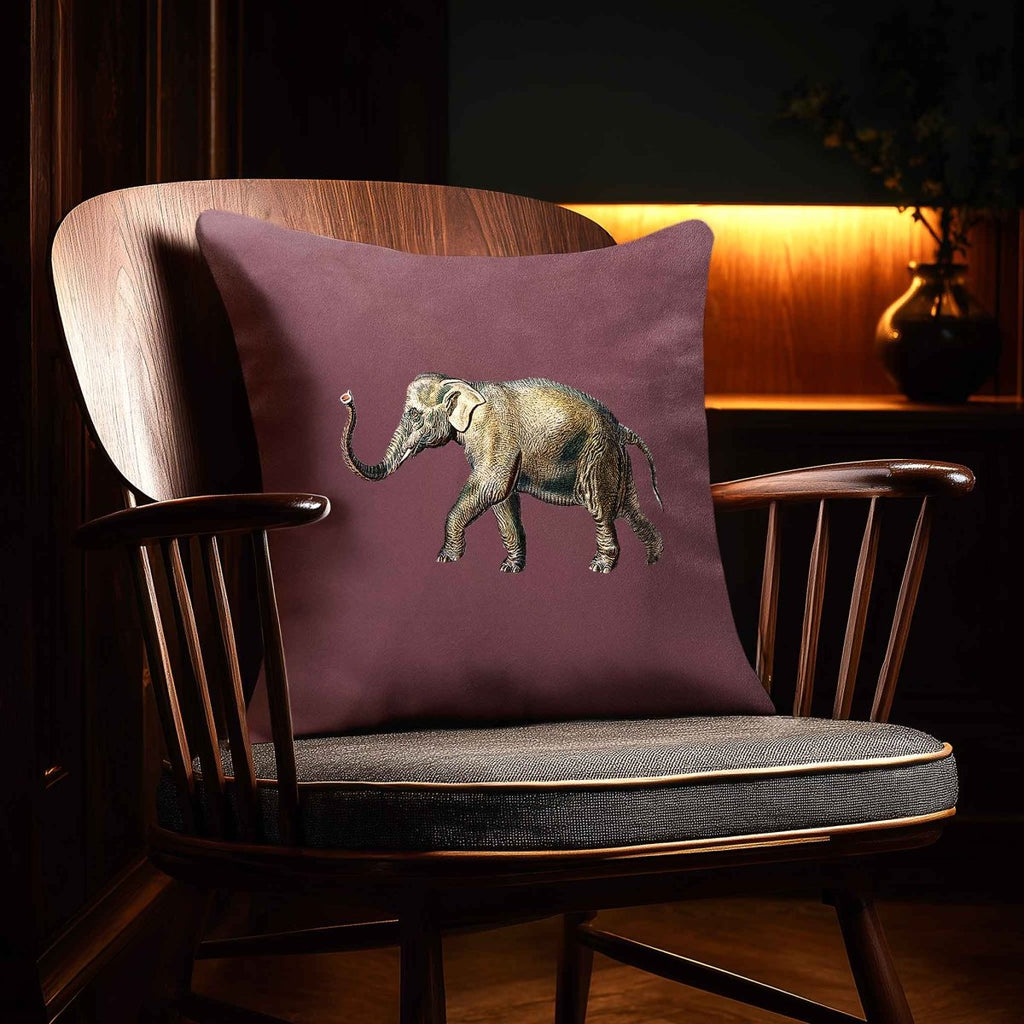 Elephant | Sustainable Velvet Cushion - Italian Grape 40 x 40 cm Standard by Izabela Peters