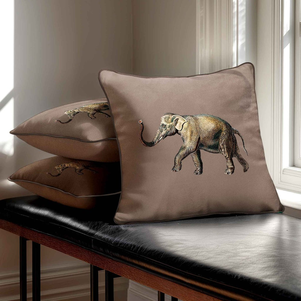 Elephant | Sustainable Velvet Cushion - Dovedale Stone 40 x 40 cm Standard by Izabela Peters
