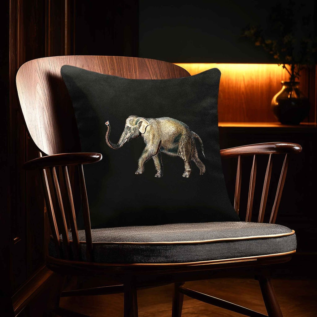 Elephant | Sustainable Velvet Cushion - Charcoal 40 x 40 cm Standard by Izabela Peters