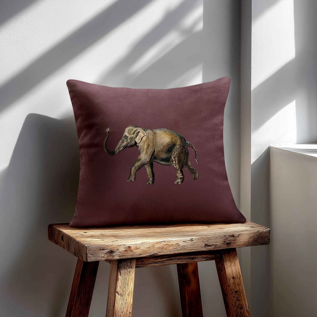 Elephant | Sustainable Velvet Cushion - Italian Grape 40 x 40 cm Standard by Izabela Peters
