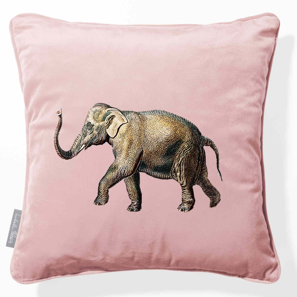 Elephant | Sustainable Velvet Cushion - Rosewater 40 x 40 cm Piped by Izabela Peters