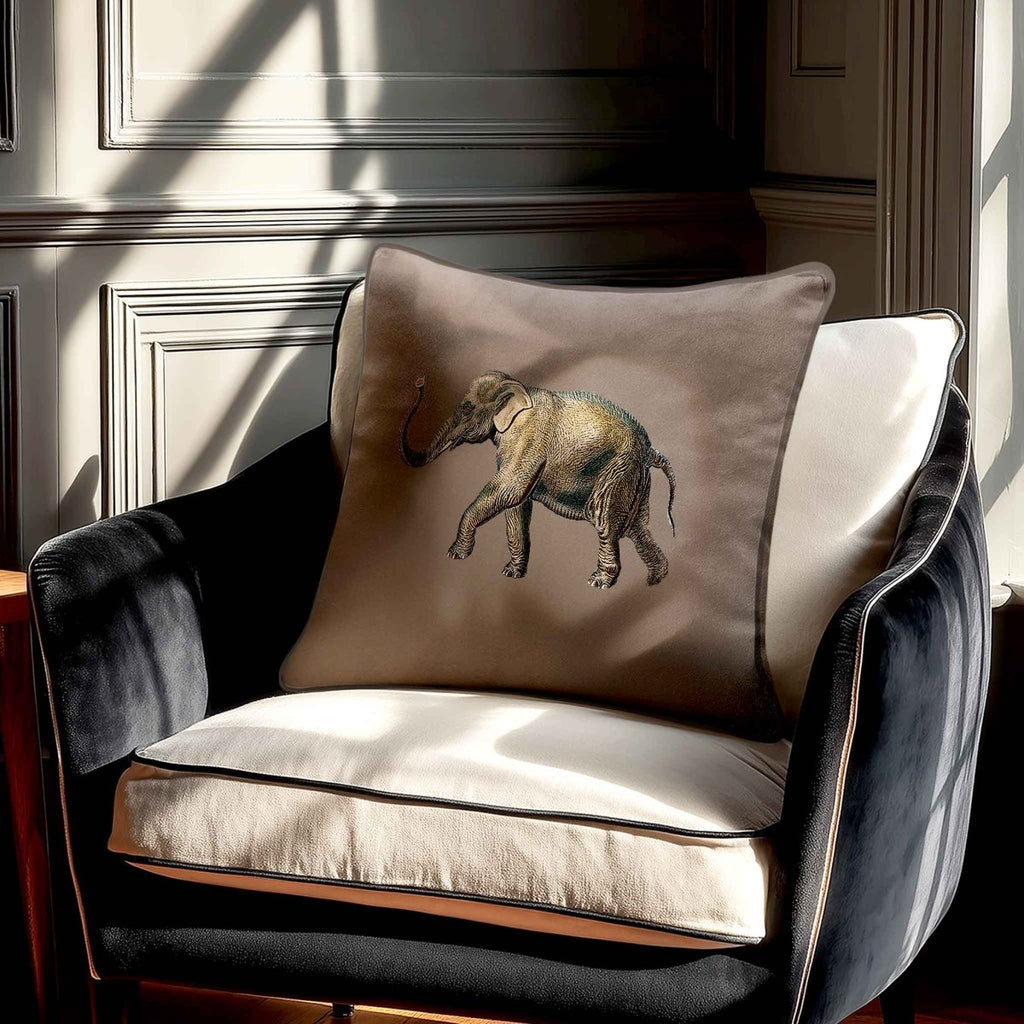 Elephant | Sustainable Velvet Cushion - Dovedale Stone 40 x 40 cm Standard by Izabela Peters