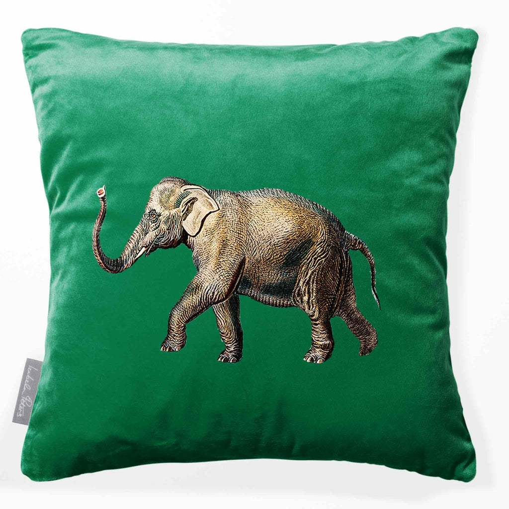 Elephant | Sustainable Velvet Cushion - Emerald Green 40 x 40 cm Smooth by Izabela Peters