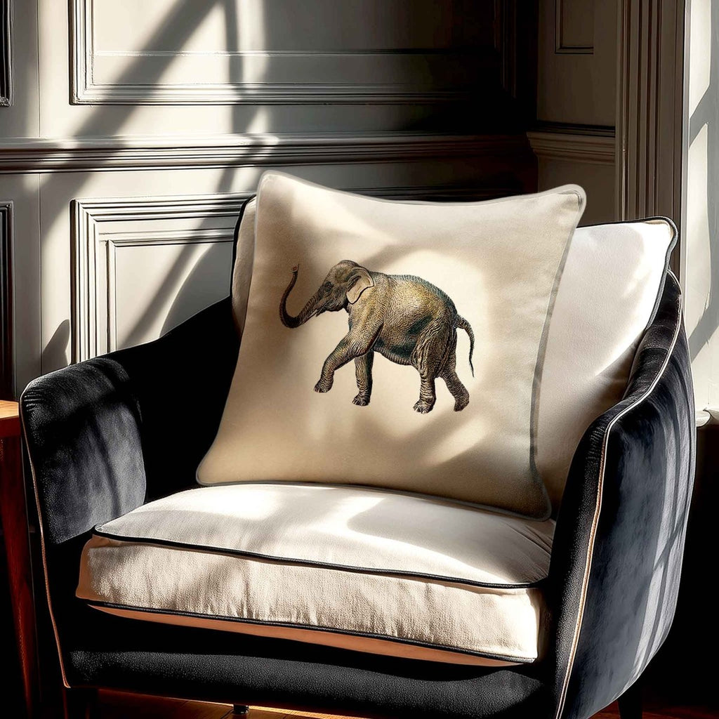 Elephant | Sustainable Velvet Cushion - Ivory Cream 40 x 40 cm Standard by Izabela Peters