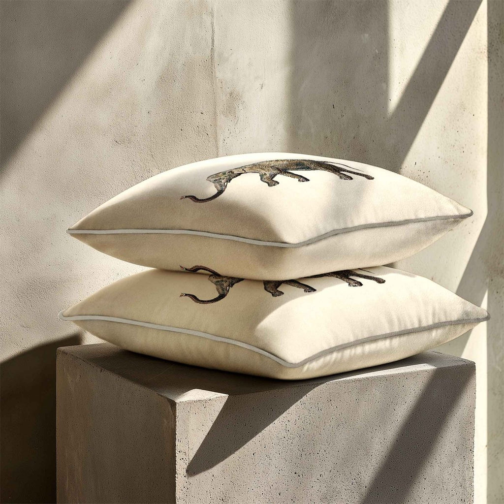 Elephant | Sustainable Velvet Cushion - Ivory Cream 40 x 40 cm Standard by Izabela Peters