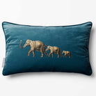 Elephants | Sustainable Velvet Rectangle Cushion - Teal 50 x 30 cm Piped by Izabela Peters