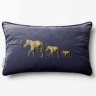 Elephants | Sustainable Velvet Rectangle Cushion - Graphite 50 x 30 cm Piped by Izabela Peters