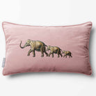 Elephants | Sustainable Velvet Rectangle Cushion - Rosewater 50 x 30 cm Piped by Izabela Peters