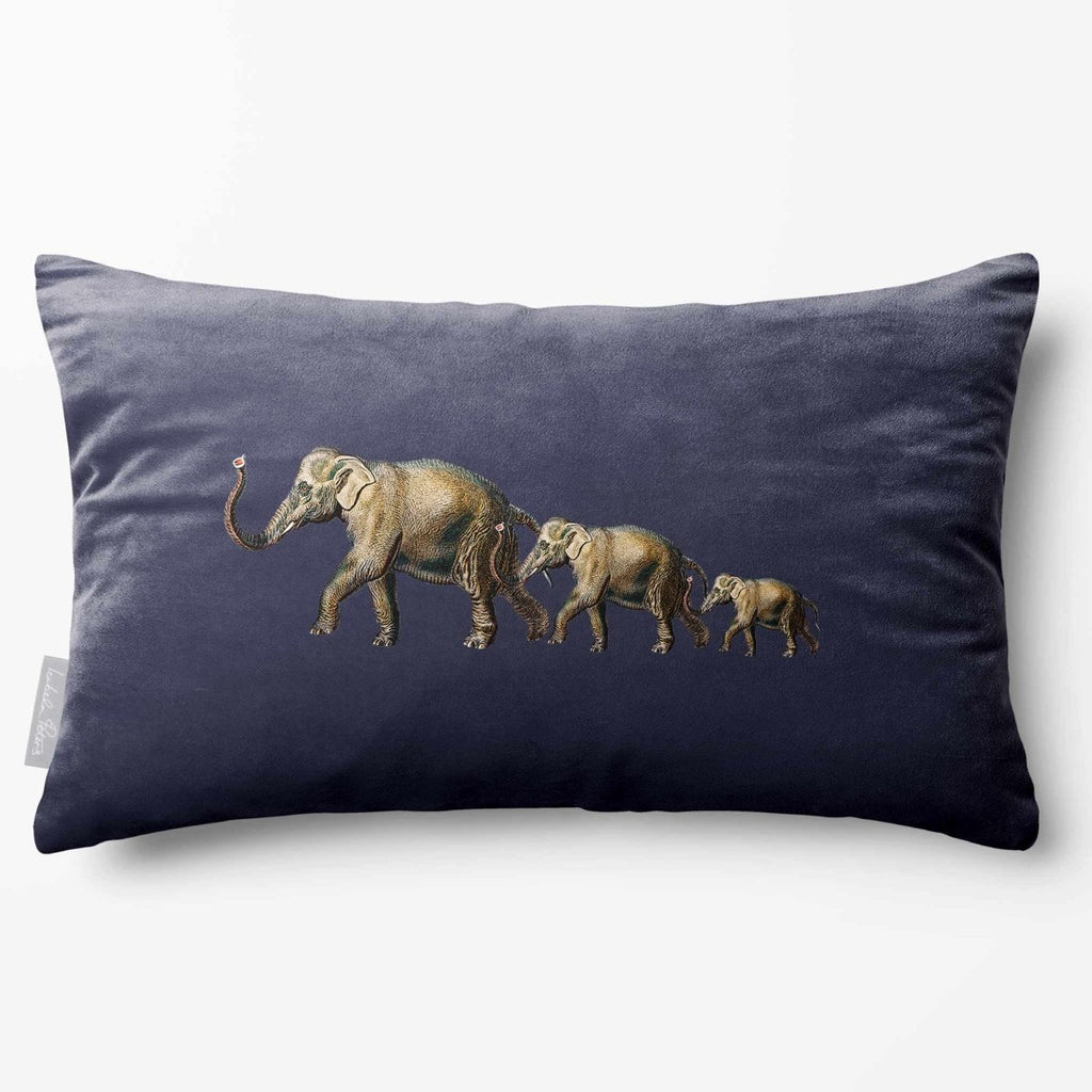 Elephants | Sustainable Velvet Rectangle Cushion - Graphite 50 x 30 cm Standard by Izabela Peters