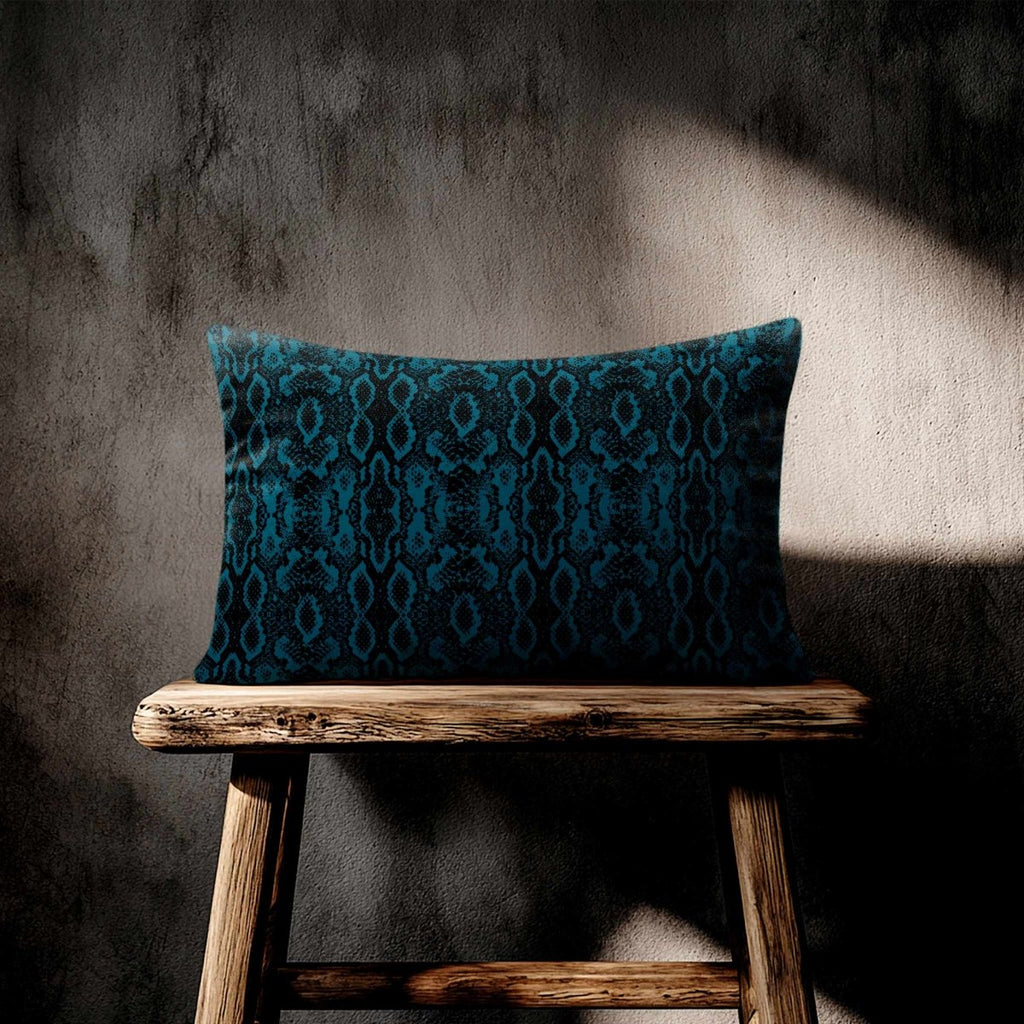 Exotic Snake | Sustainable Velvet Rectangle Cushion - Teal 50 x 30 cm Standard by Izabela Peters