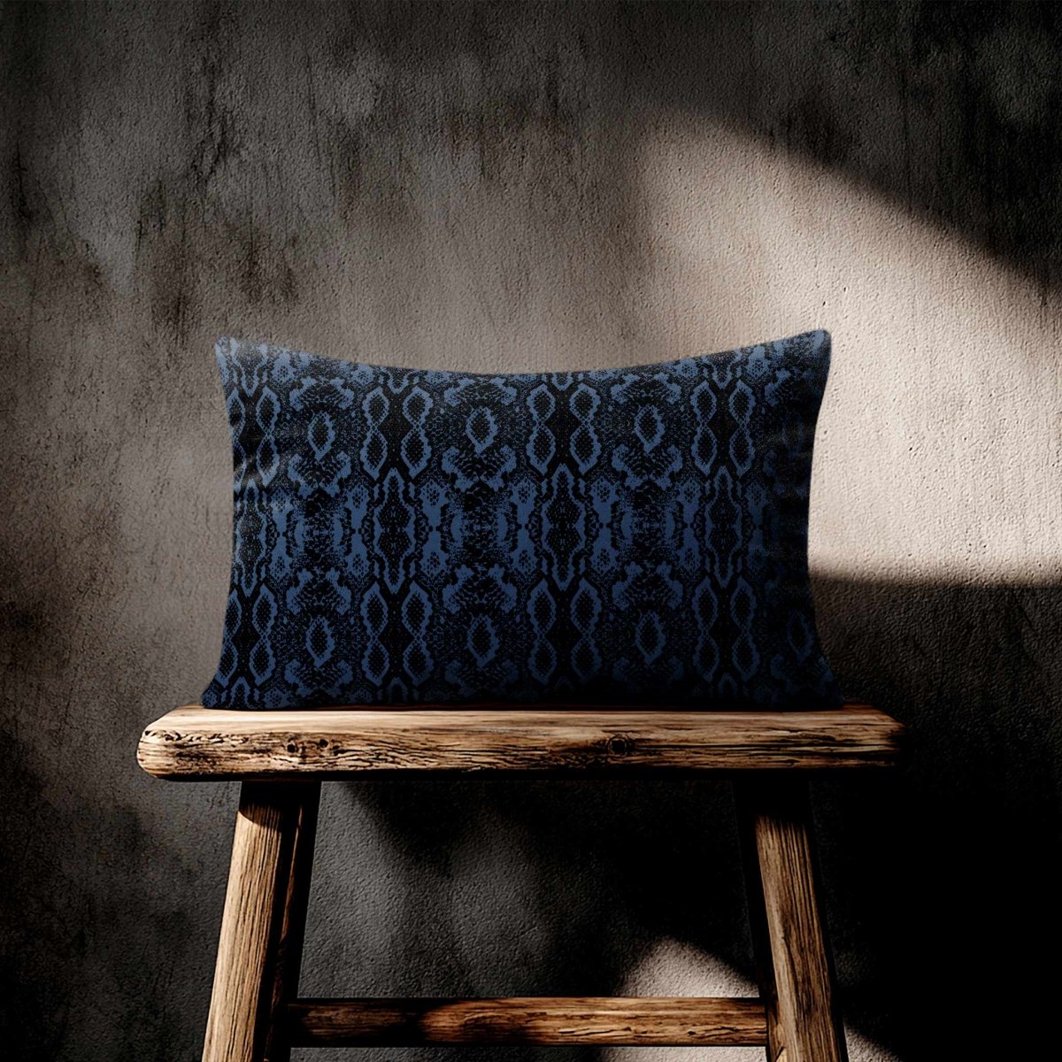 Exotic Snake | Sustainable Velvet Rectangle Cushion - Petrol Blue 50 x 30 cm Standard by Izabela Peters