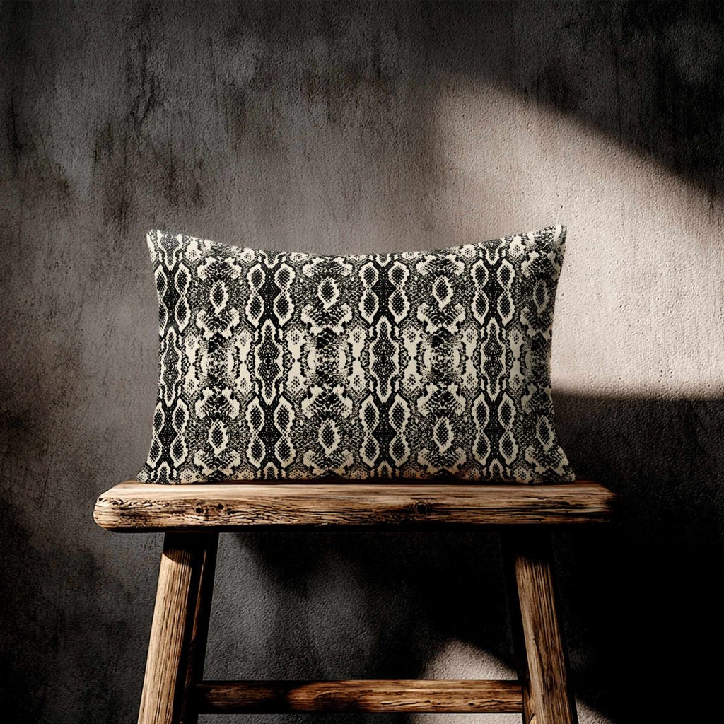 Exotic Snake | Sustainable Velvet Rectangle Cushion - Cream 50 x 30 cm Standard by Izabela Peters