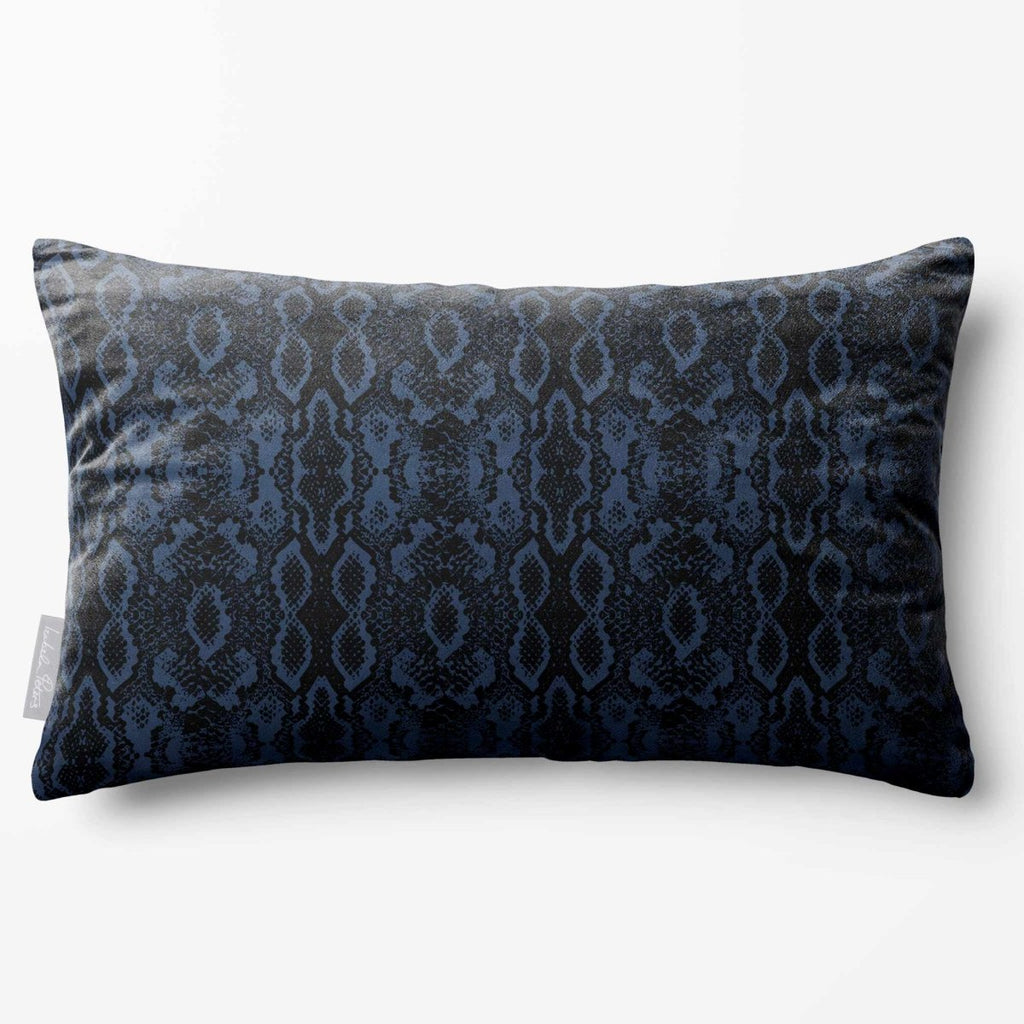 Exotic Snake | Sustainable Velvet Rectangle Cushion - Petrol Blue 50 x 30 cm Standard by Izabela Peters