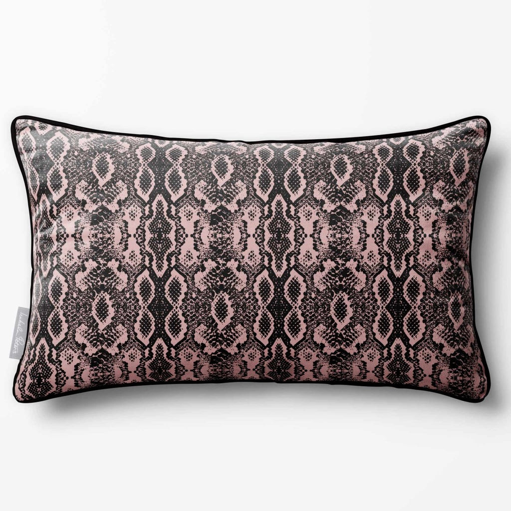 Exotic Snake | Sustainable Velvet Rectangle Cushion - Rosewater 50 x 30 cm Piped by Izabela Peters