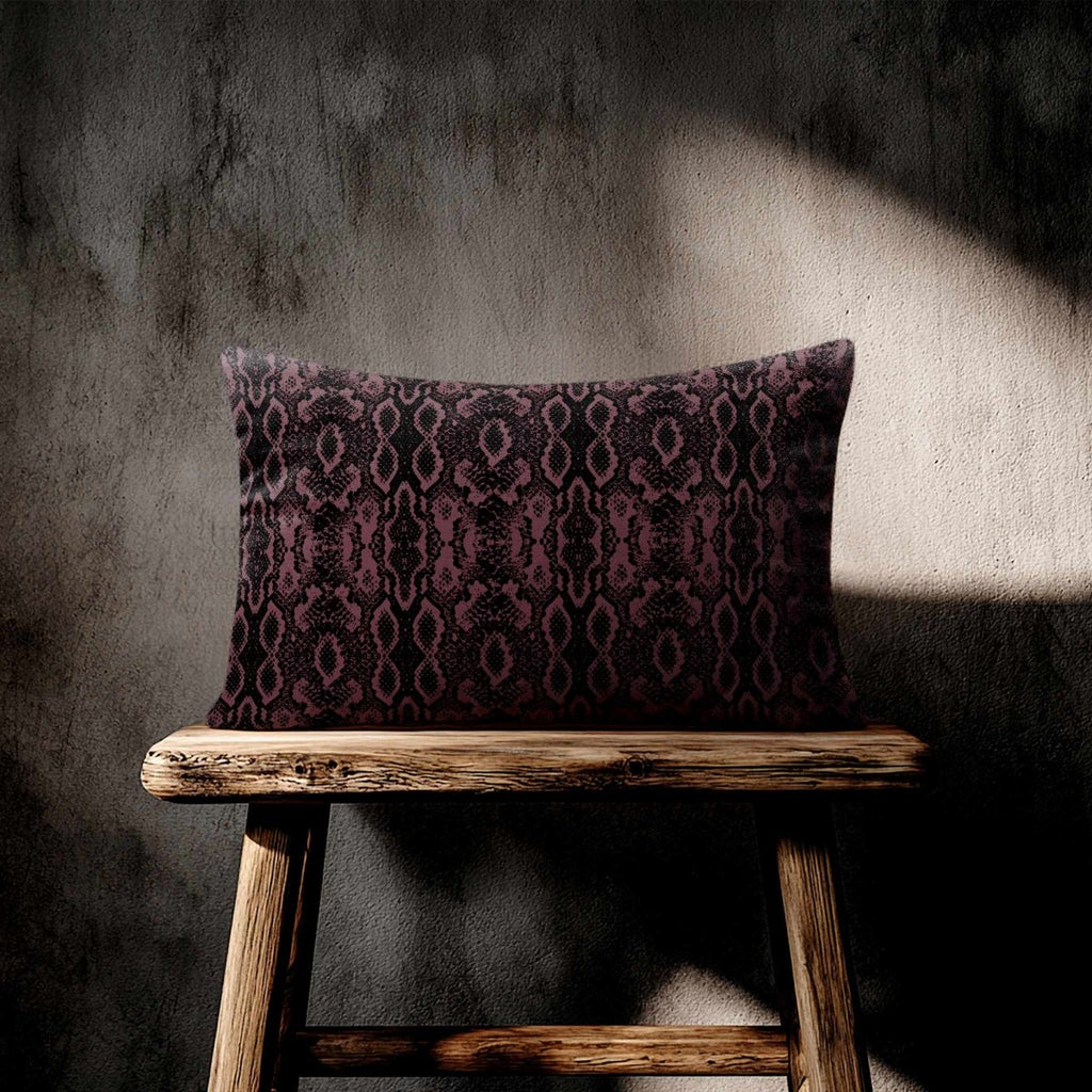 Exotic Snake | Sustainable Velvet Rectangle Cushion - Italian Grape 50 x 30 cm Standard by Izabela Peters